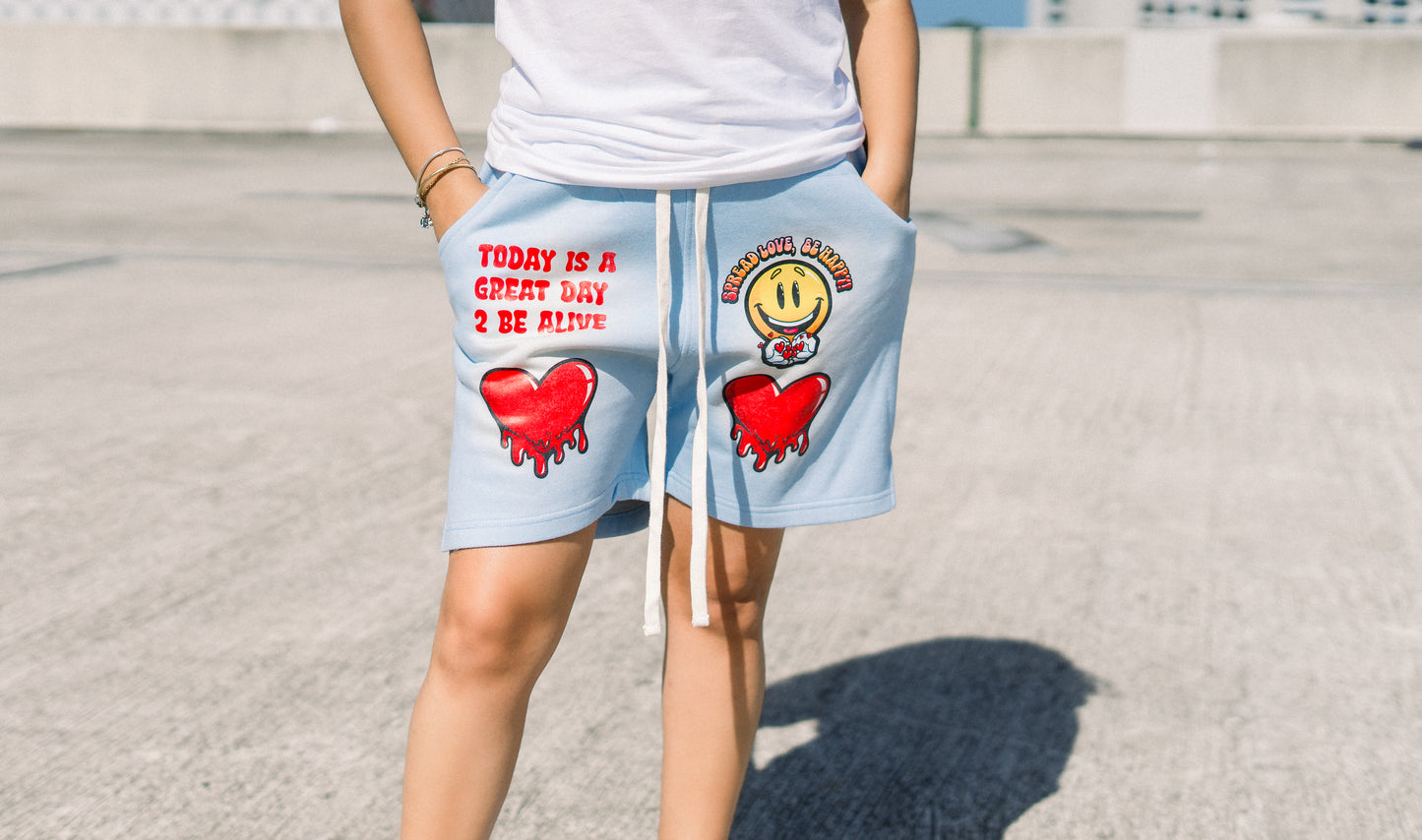 “Spread-Love” Sun-Dried Shorts (Blue)
