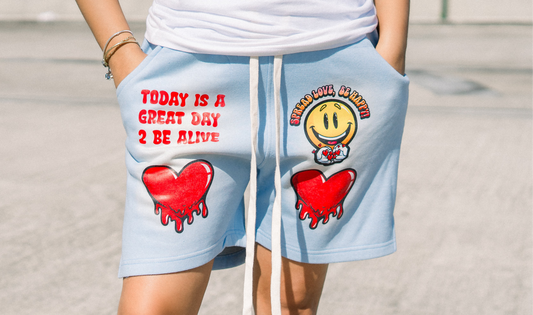 “Spread-Love” Sun-Dried Shorts (Blue)