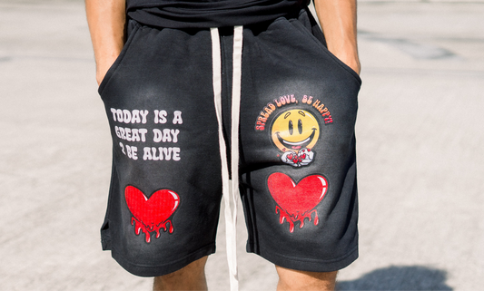 “Spread love” Sun-Dried Shorts (Black)